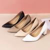 Fashion Single Shoes Women's Thick Heel Autumn New Pointed Work Shoes Shallow Mouth Pedal Korean Version of High Heel Simple
