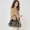 Retro Crossbody Bag Leopard Design Women Handle Bag Bright Glossy Surface Shoulder Bags Lady Handbag Party Outgoing Shopping