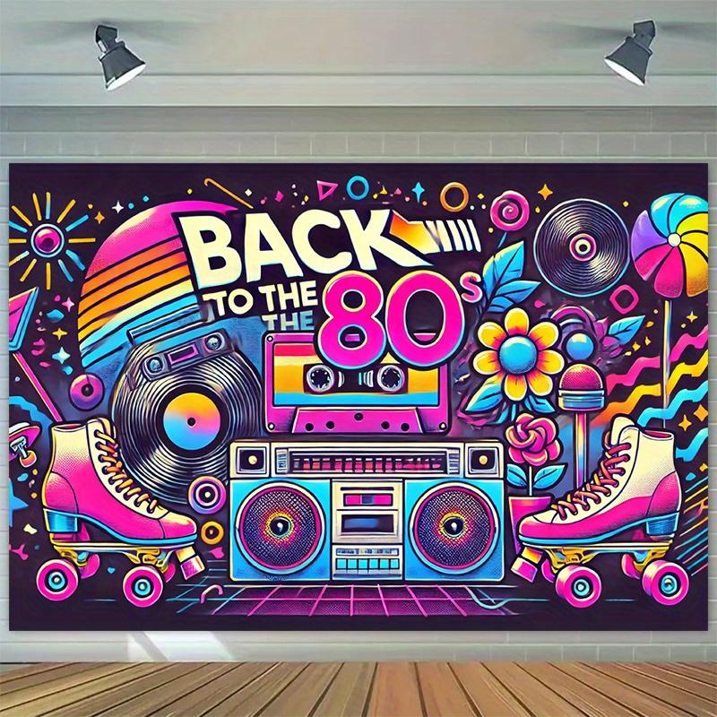 2D door curtain banner 1 piece 8X6 feet retro 80s party theme photography background banner party background tapestry