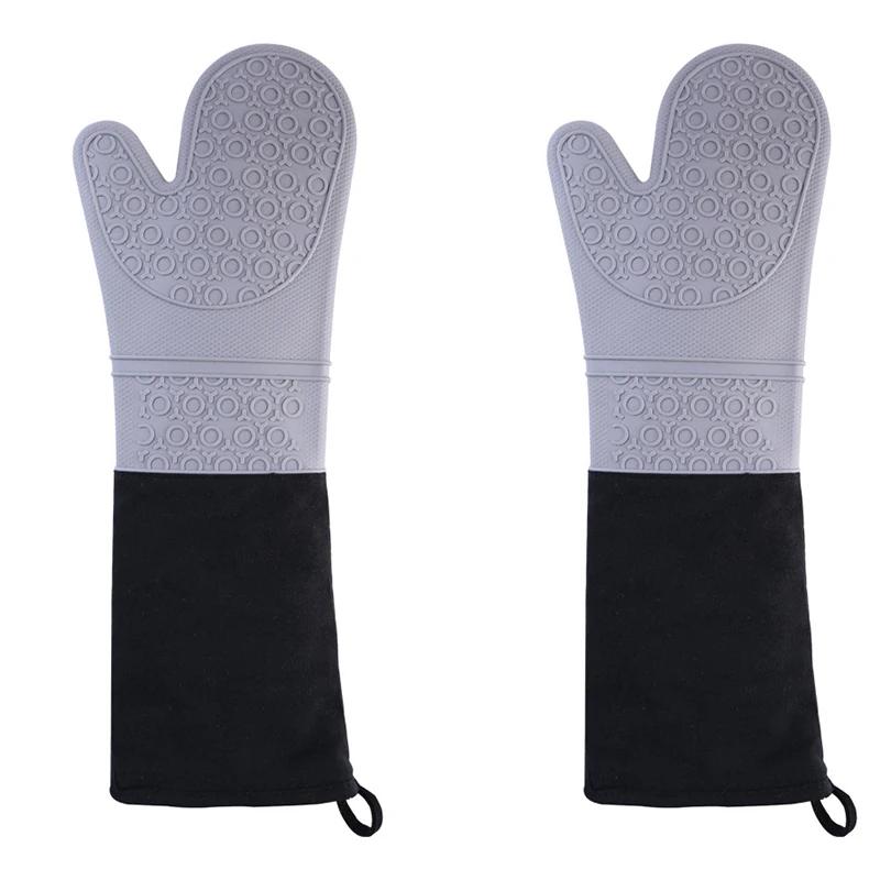 Verlängerte Silikonhandschuhe Ofenhandschuh Doppellagige Ofenhandschuhe Hitzebeständige Mikrowellenhandschuhe Rutschfester Topflappen Grill-Backhandschuhe