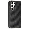 For Samsung Galaxy S25 Ultra Case Carbon Fiber Texture Wallet Stand Cover