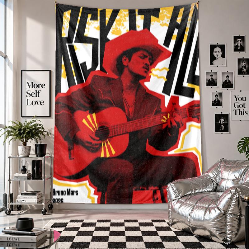 Wall TapestryBruno Mars Art Hanging Cloth Decorative Background Cover for Room Decoration