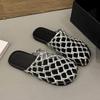 Fashion 2025 Summer Fashion Woven Outer Sandals Slip Baotou Women Wear Outer Slippers Lazy People Slip Versatile