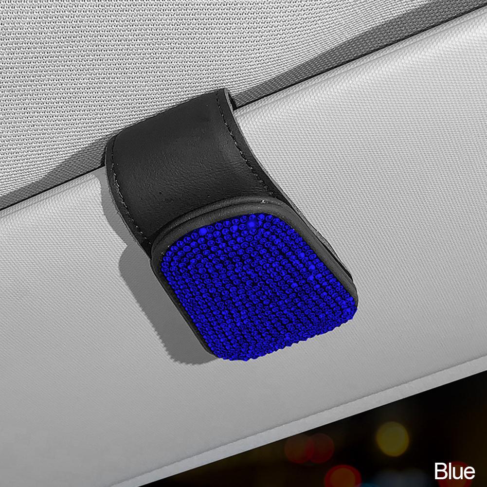 Portaocchiali da sole in cristallo con strass per auto, clip per custodia per occhiali da sole per auto, aletta parasole, supporto per biglietti da visita, fissaggio, accessori per auto