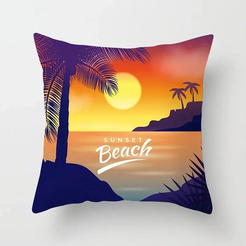 45X45CM Summer Beach Charming Landscape Pillowcase Palm Tree Plant  Bed Sofa Car Cushion Cover Home Decoration