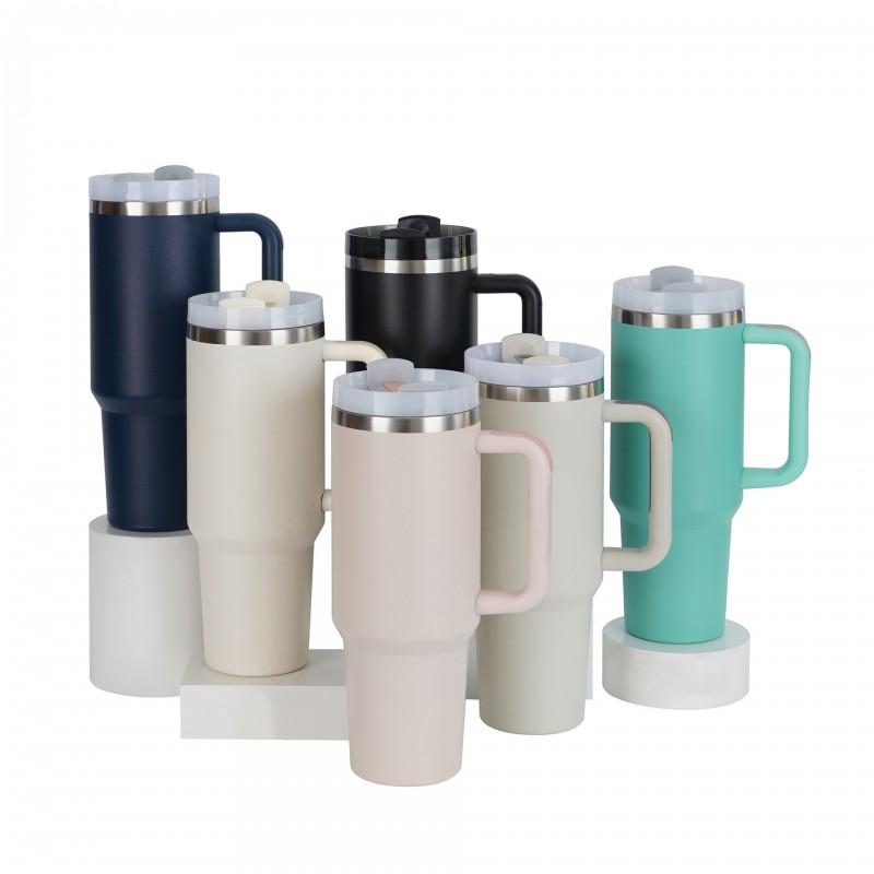 40oz Stainless Steel Insulated Travel Mug With Handle Car Office Home - Double Wall Vacuum Thermos Cup