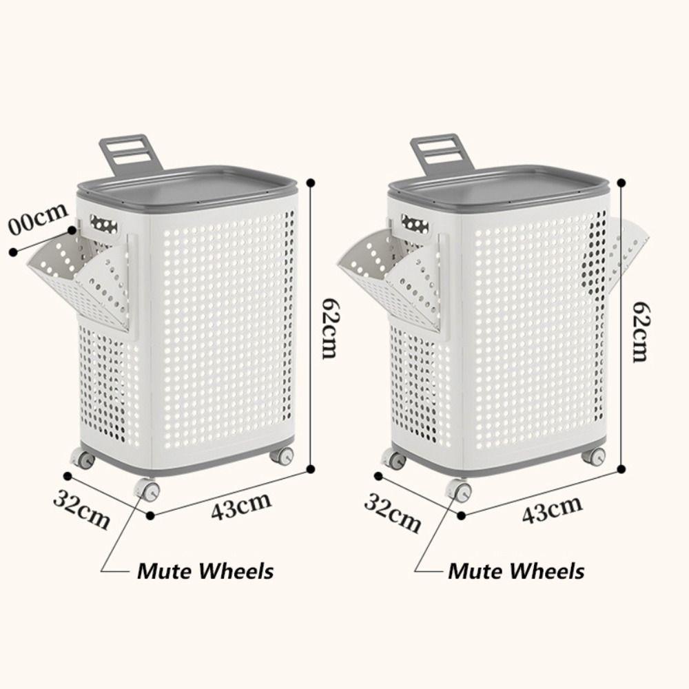 Wäschekorb in großer Größe, leise Räder, Wäschebehälter, Korb für Schmutzwäsche, Wohnen in einer Wohnung
