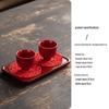 Ceramic Retro Master Cup: Personal Tea Brewing and Tasting Cup, Festive Wedding Red Design