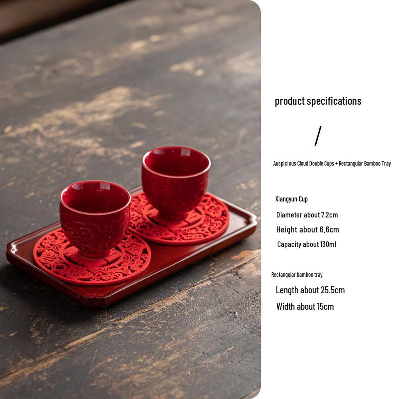Ceramic Retro Master Cup: Personal Tea Brewing and Tasting Cup, Festive Wedding Red Design