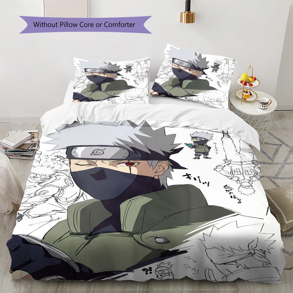 Hatake Kakashi Anime Pattern Bedding Home Decoration Birthday Gift (1 * duvet cover + 2 * pillowcase, without core)