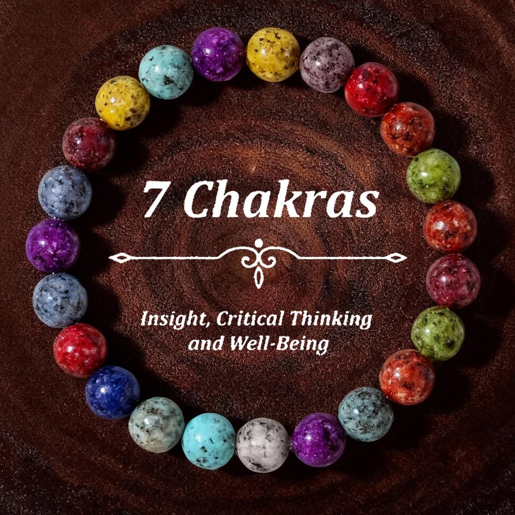 7 Chakra Healing Crystal Bracelet, Om Symbol Natural Stone Beaded Bracelet for Meditatio