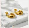 waterproof Stainless Steel Geometric Hollow Out Stud Earrings, Modern Minimalist Gold Plated Earrings for Women
