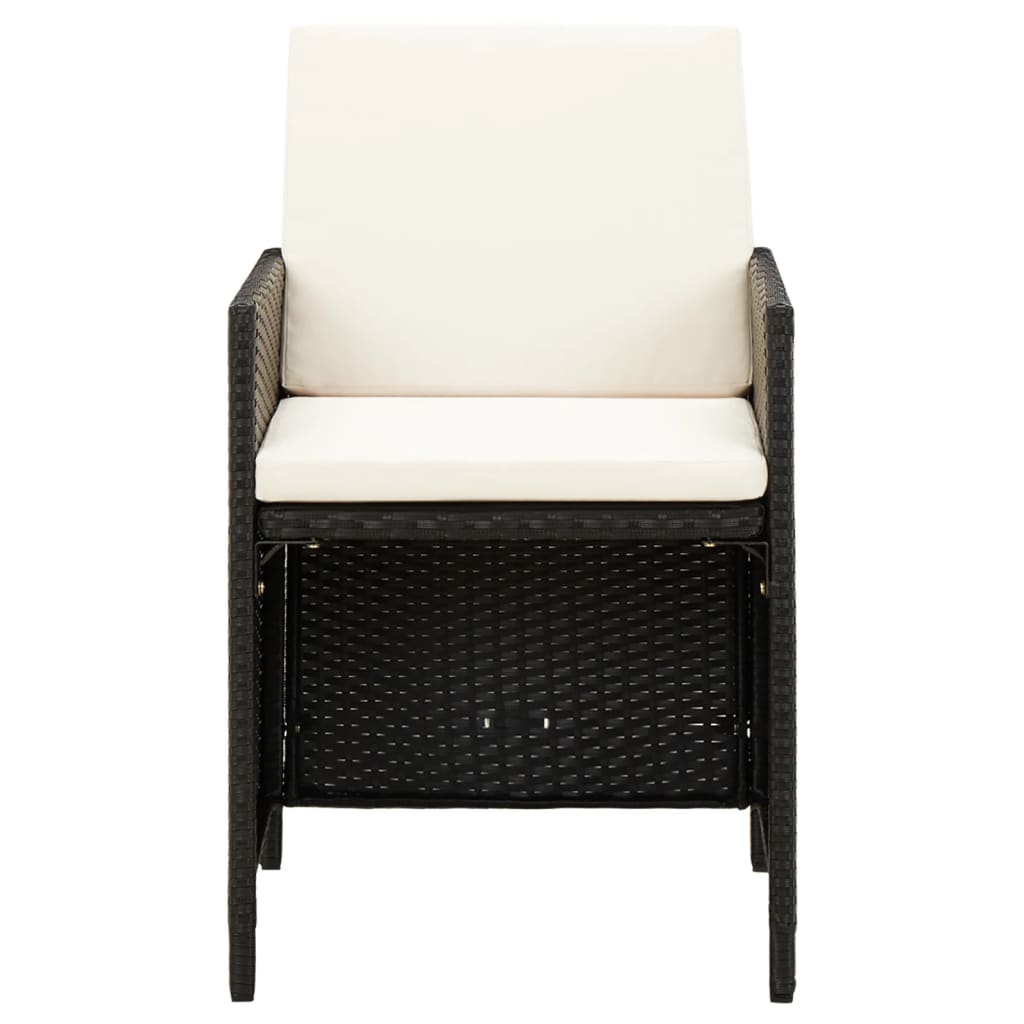 4 Piece Garden Chair and Footstool Set Poly Rattan Black