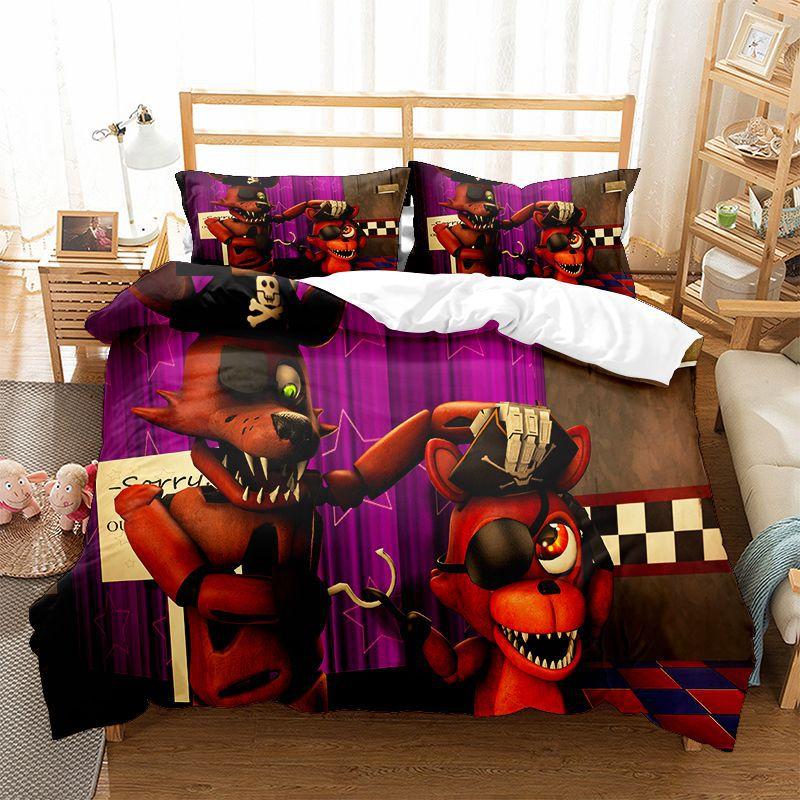 3D Teddy Bear Series Bedding Set Cartoon Anime Down Duvet and Pillowcase, Microfiber Fabric Washable and Quick Drying Home Decoration