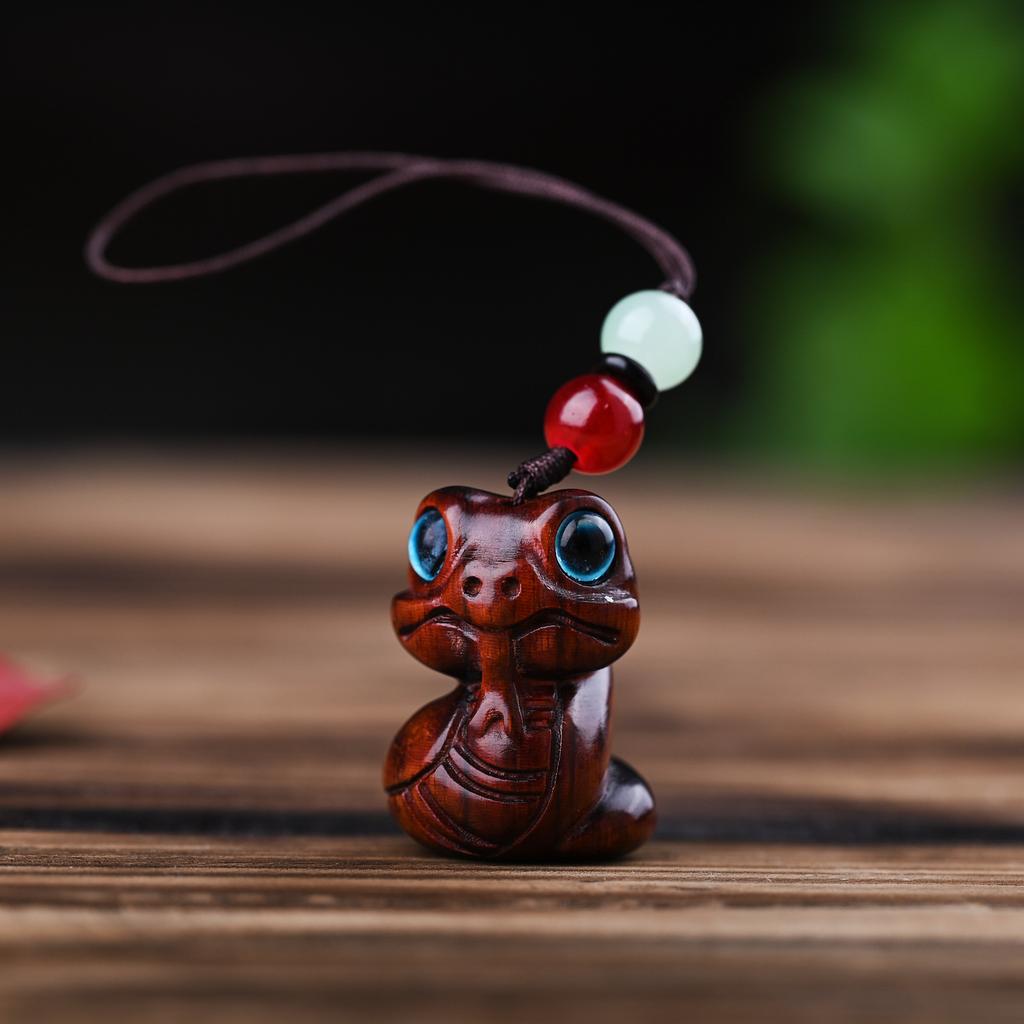 Miniatur Holz Tierkreiszeichen Schlange Figuren Niedliche Tier Schlüsselanhänger Anhänger Büro Schreibtisch Zuhause Dekor Geburtstag Geschenk Kinder Event Souvenir