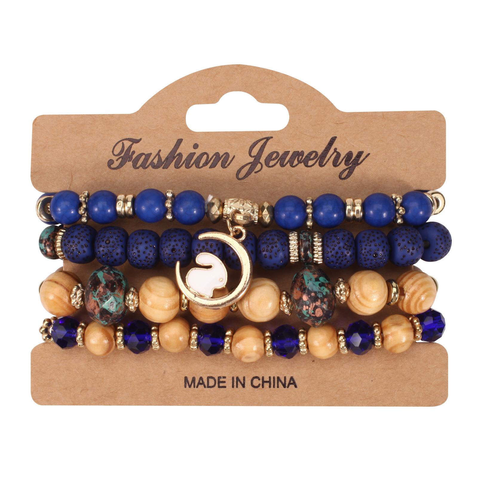 JYL TS Bracelet Bohemian Halloween  Spooky Beads Ignites Festivity HY-2864-7 Sapphire Blue голденрод бледно
