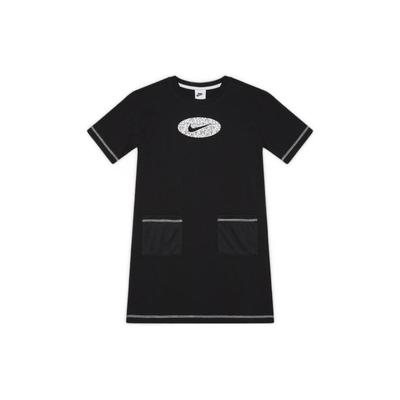 Kids Dress Logo Print Round Neck Short Sleeve Kids Dresses Black DO7168-010