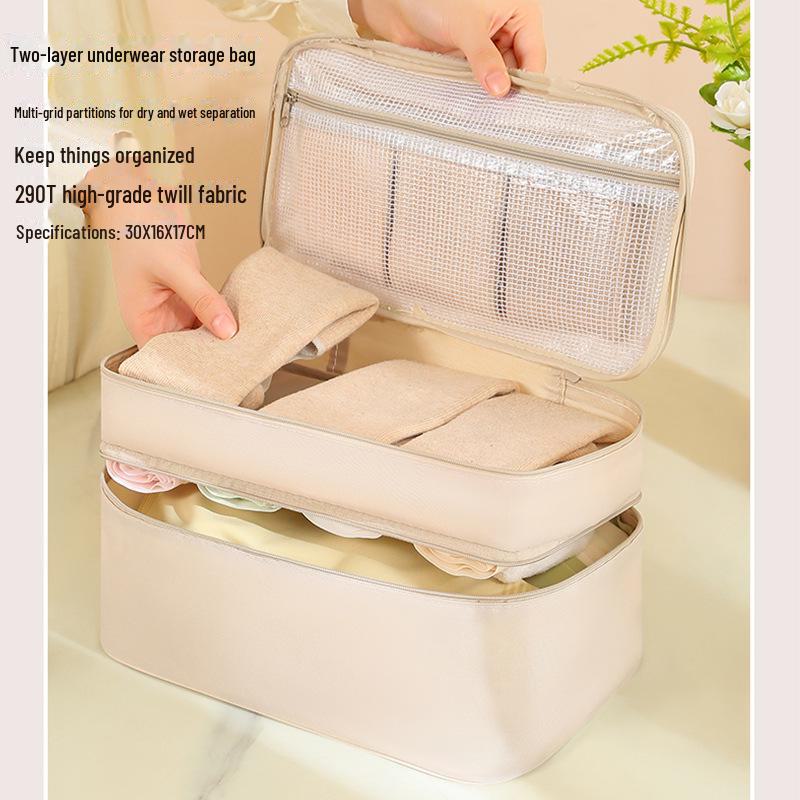 Two-Layer Travel Organizer for Underwear, Socks, Bras, and Accessories