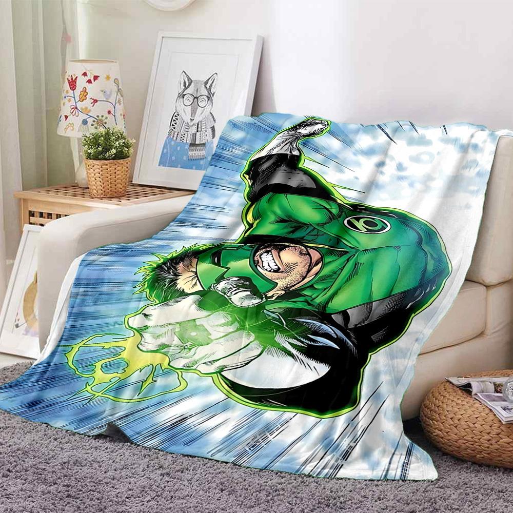 1pc Green Lantern Blanket Polyester Fiber, All Season Comfort for Sofa, Bed, Office, Car, Camping Ideal Home Decor & Gift, Office Comfort