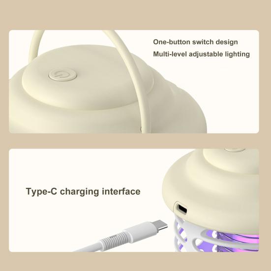 Mosquito Lamp USB Rechargeable IP66 Waterproof Safe To Use Outdoor Indoor Mosquito Zapper Electric Insect Fly Trap