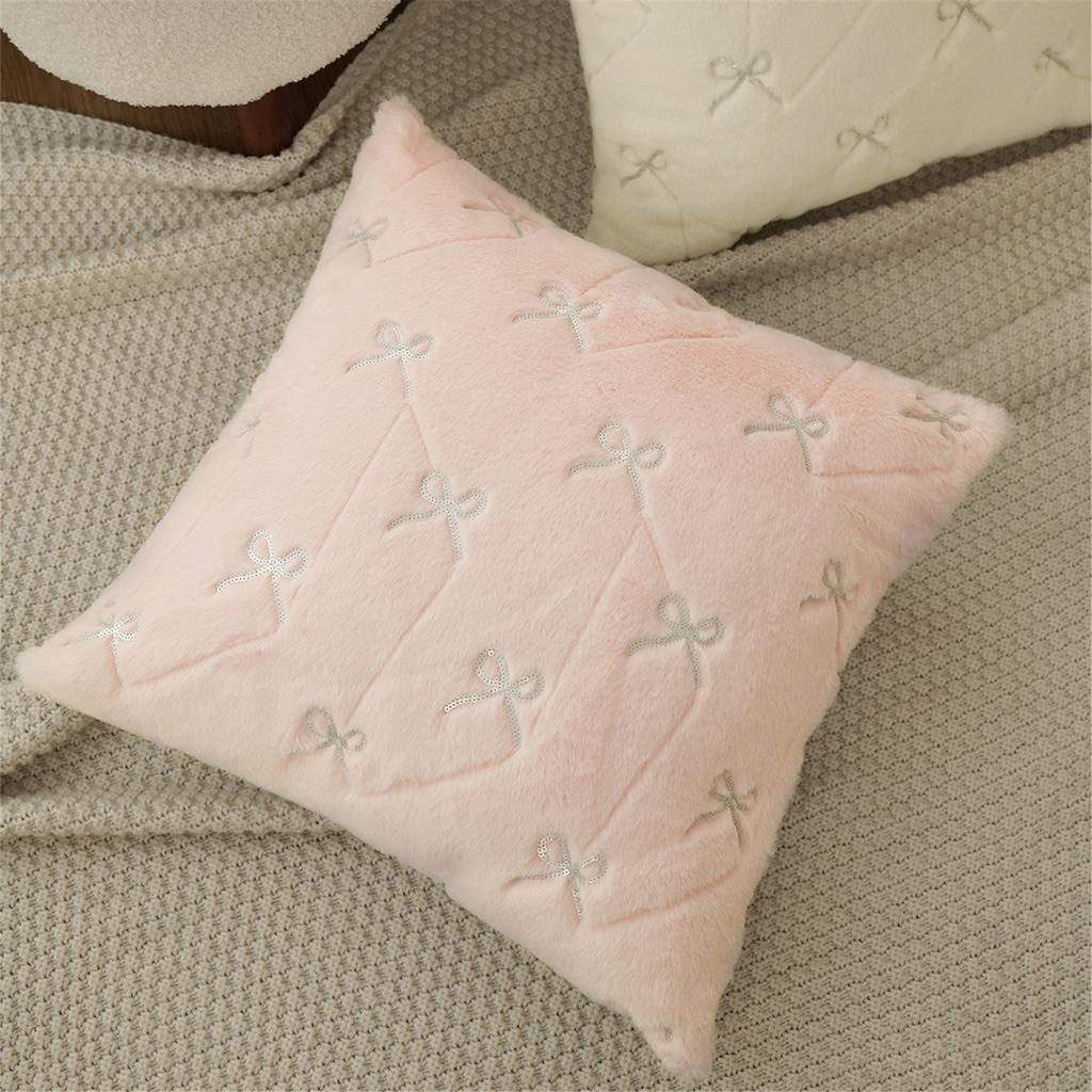 Elegant Bowknot Designs Polyester Pillowcase Quick Drying Machine Washable For Sofa Bed Nursery Home Accent