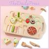 Wooden Kitchen Toy Set With Snack And Bbq Play Food For Children Fun Learning