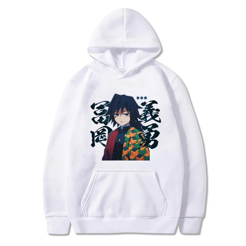 Japan Anime Demon Slayer Tomioka Giyuu Grafikdruck Kapuzenpullover Übergröße Herren Damen Sweatshirts Langarm Unisex Streetwear
