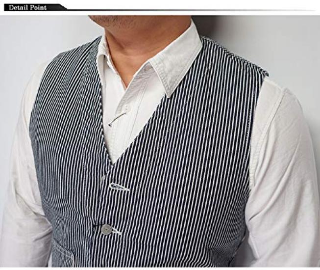 Kojima Jeans Work Made in One Men's Vest, Japan, Wash, RNB-568-Indigo-M