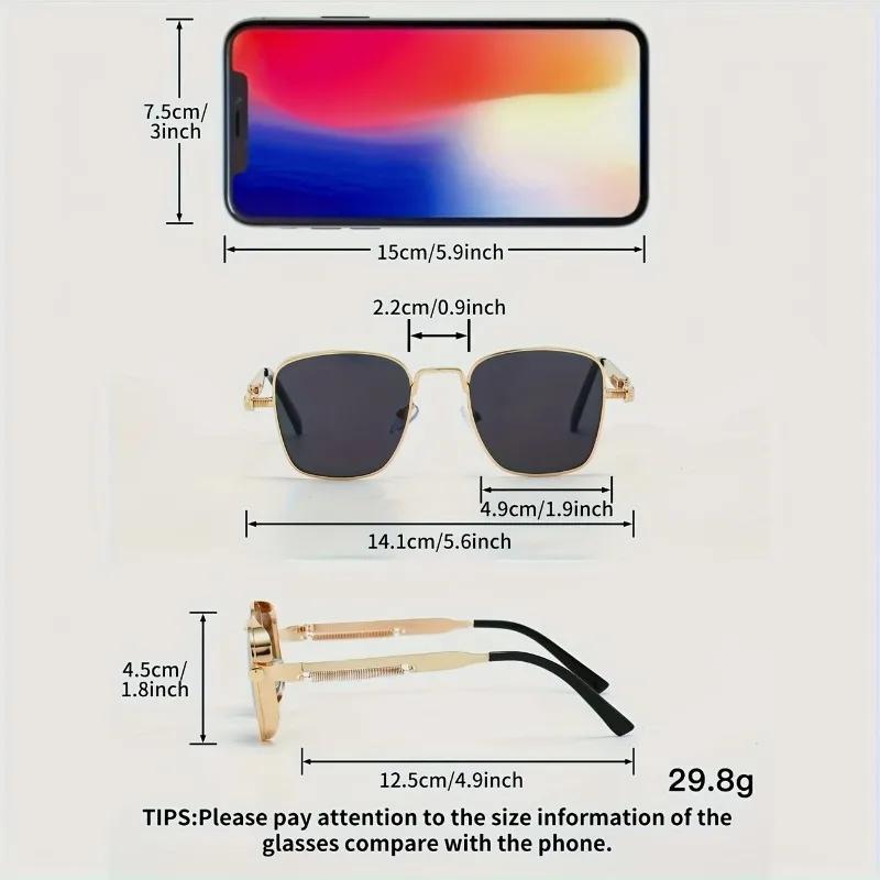 Retro Steampunk Square Metal Frame Fashionable Glasses Suitable for Both Men and Women Street Style Glasses Suitable for Events