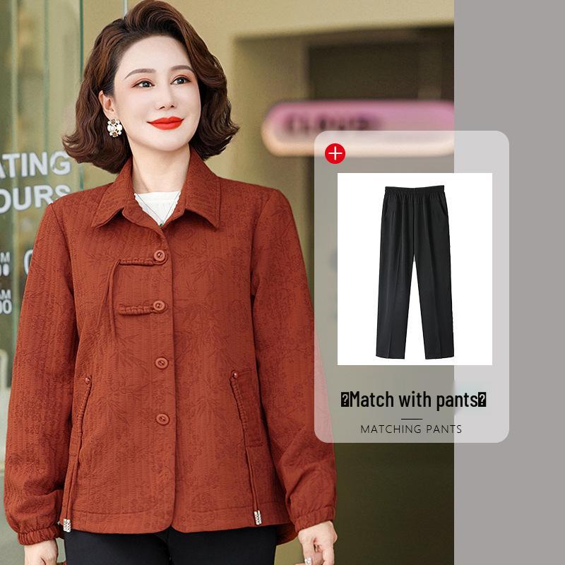Mom's 2025 Fashionable Petite Windbreaker: Stylish Spring & Autumn Jacket for Middle-Aged and Elderly Women
