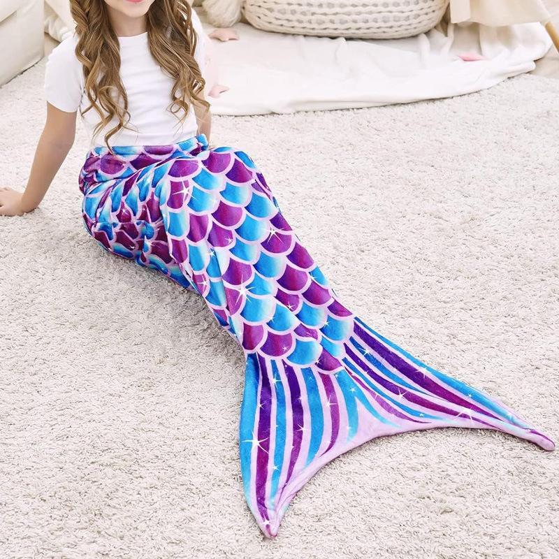 Girl Mermaid Sleeping Bag Flannel Soft Pajamas Mermaid Costume Role-playing Birthday Gift Outdoor Camping Portable Sleeping Bag