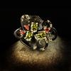 Carved Rings Retro Court Relief Orchid Black and Gold Hand Jewelry