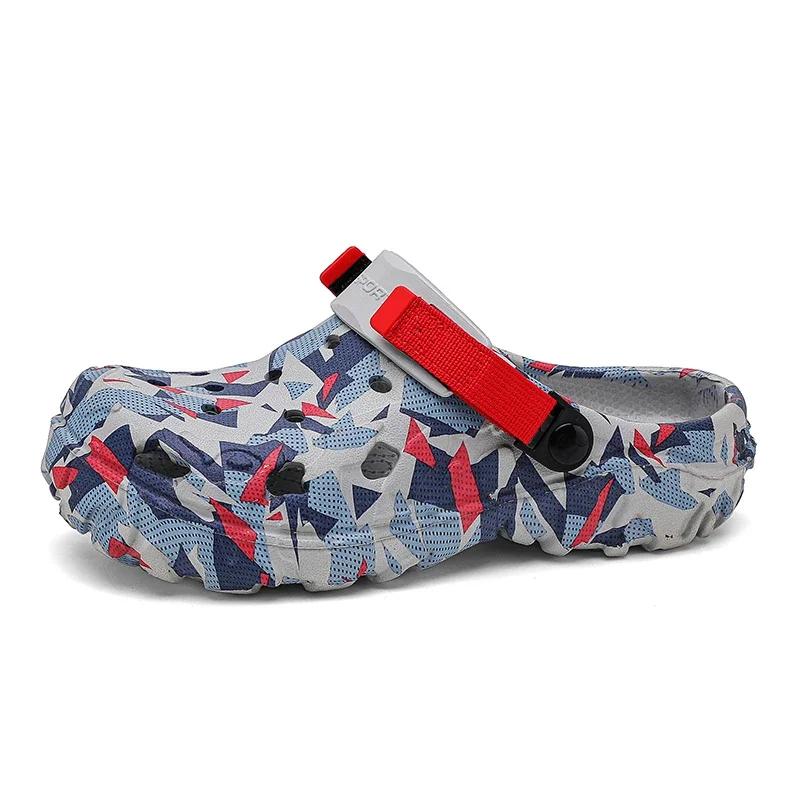 Summer Clogs Men s Outdoor Anti-slip Breathable Slippers Men s Beach Wear-resistant Soft-soled Casual Sandals Men Shoes 46 красный