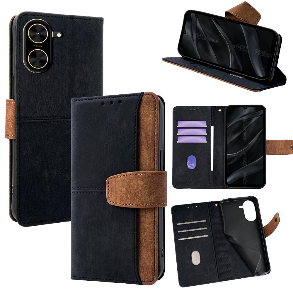 Для Xiaomi Redmi A5 4G (171,7 мм) Чехол с RFID-защитой, двухцветный кошелек из ПУ кожи, чехол для телефона D