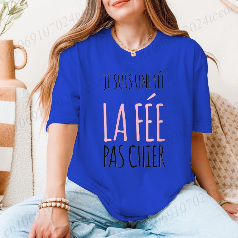New Fashion Tee Tops France Funny Letter Manche Courte Humour Je Suis Une Fée Graphic Tshirt Girl Y2K Shirt Harajuku Streetwear