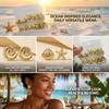 3 Pairs/Set Gold Color Shell Starfish Stud Earrings for Women Ocean Series CCB Lightweight Textured Earrings Beach Party Jewelry