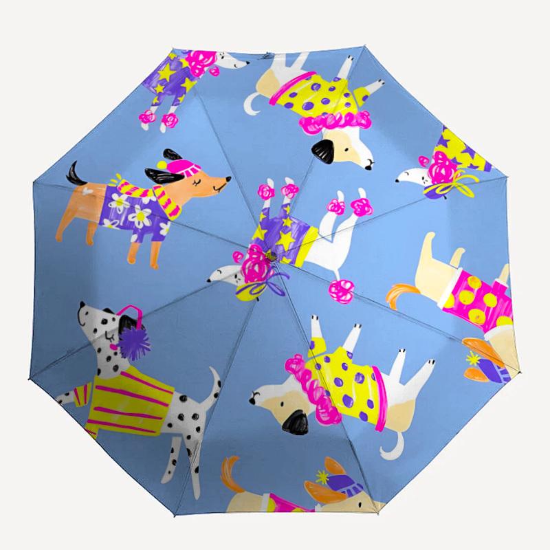 

1pc Dogs Party Automatic Open/Close Umbrella, Windproof, Folding Compact Umbrella with Lightweight Design for Women/Men053