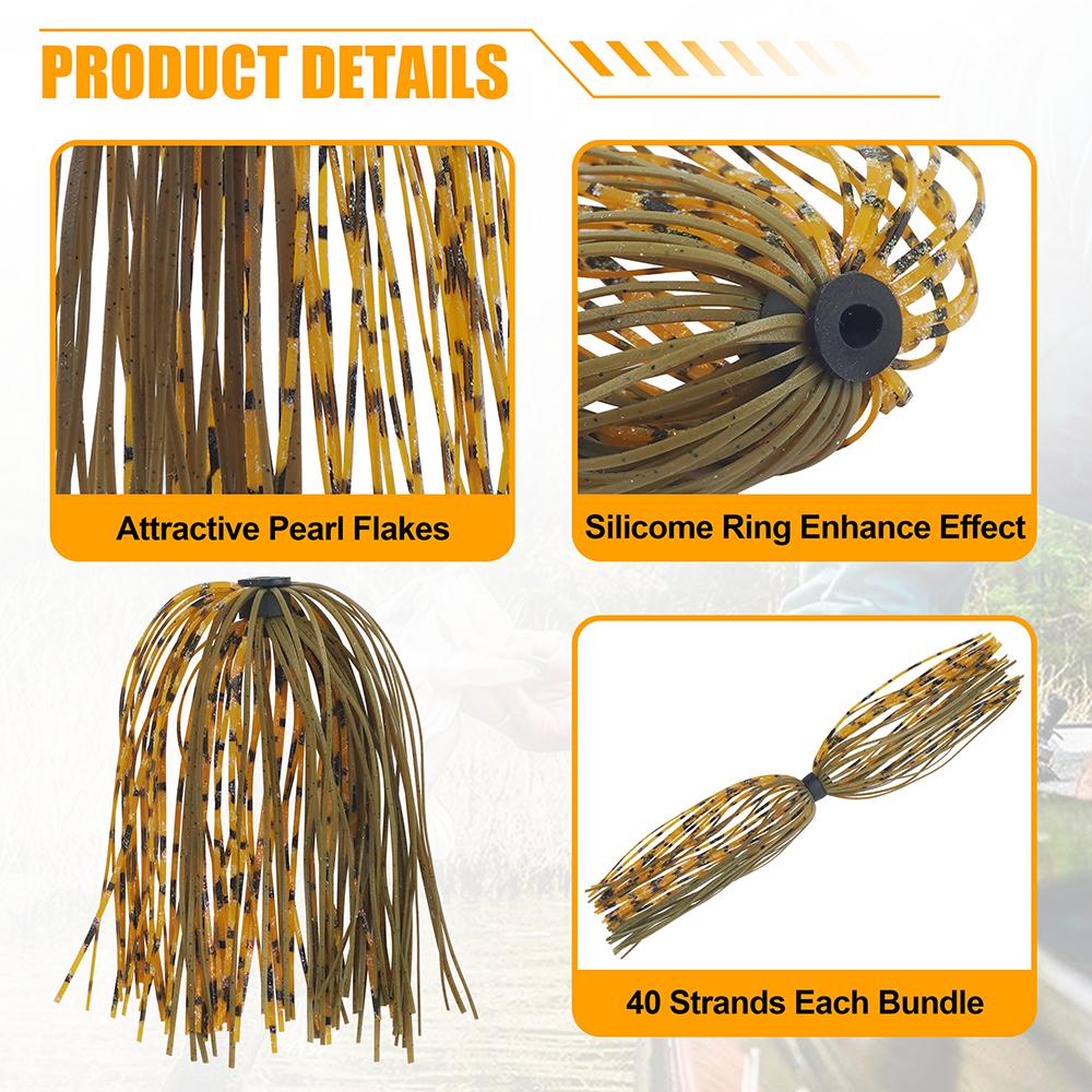 18Pcs Silicone Jig Skirts Fishing Lures for Spinnerbaits Buzzbaits Spoon Blade Squid Jig Replacement Skirt Fly Tying Material