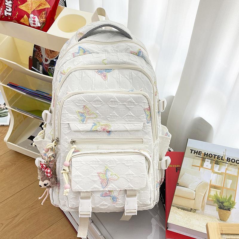 Schoolbag Female Junior High School Students' High capacity High School Students' Backpacks Are High Value  Light and Simple Backpacks.