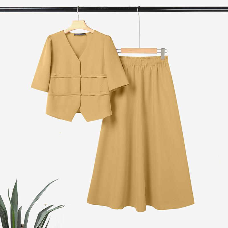 ZANZEA Women Short Sleeve Blouse and Long Skirts Summer Two Piece Suit Sets