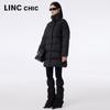 Jinyujie Women's High-Neck Mid-Length Goose Down Puffer Coat