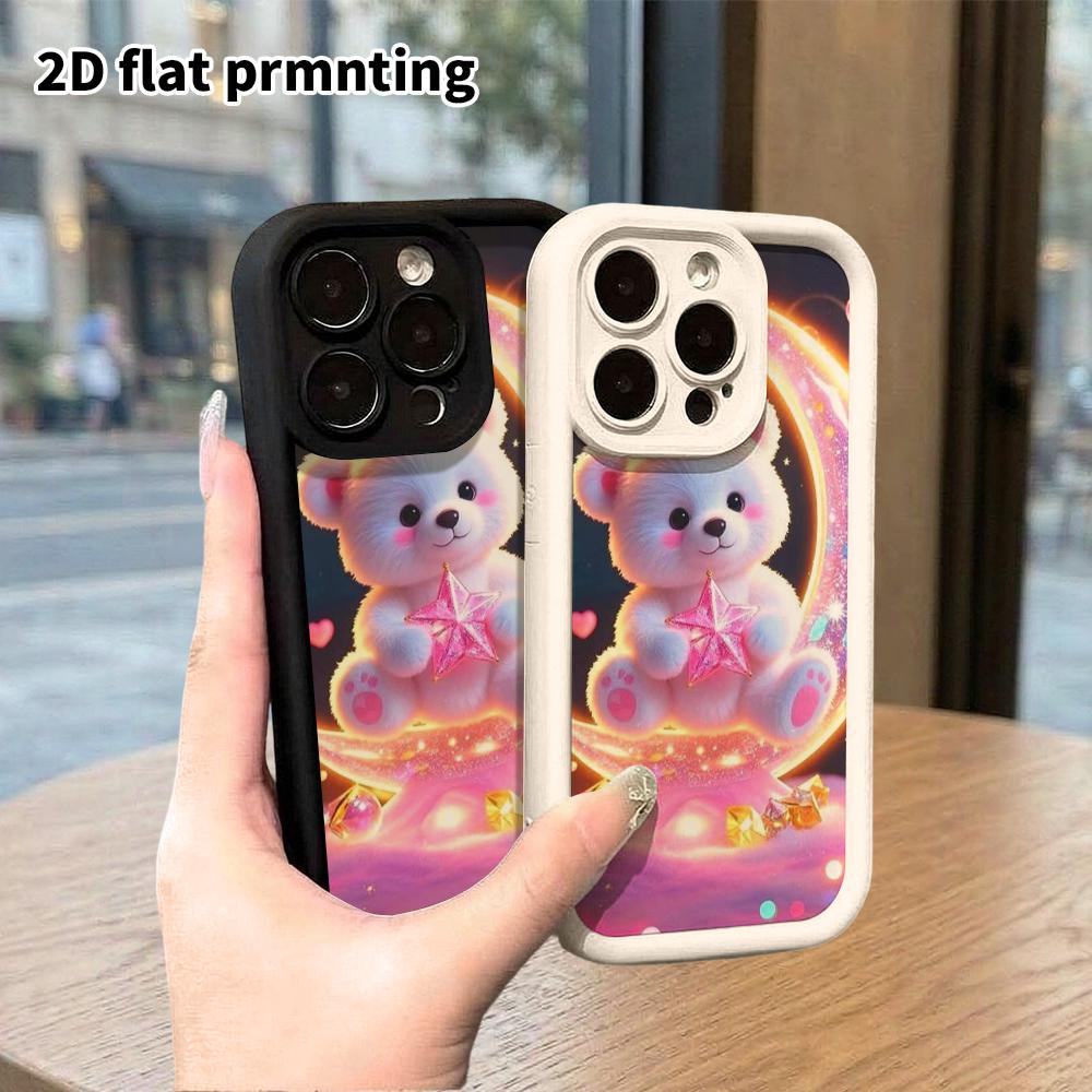 Phone Case: 2D Flat Design Suitable for iPhone 18 17 16 15 14 13 Pro Tiered Protective Case, Snow-white Little Bear, Christmas and Halloween Gift