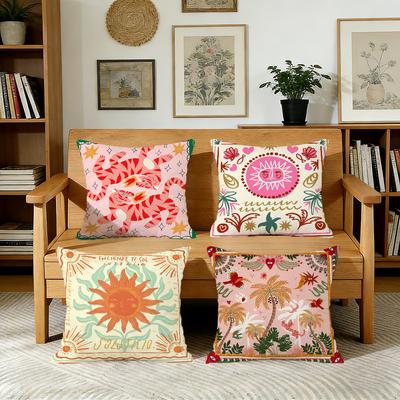 Cartoon Flowers Fashion Art Cushion Cover For Pillow Printing Sofa Decoration Home Car Room Coffee Shop Office Nordic Simplicity