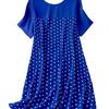 Damska wiosenno-letnia sukienka w kropki z okrągłym dekoltem i krótkim rękawem, wygodna