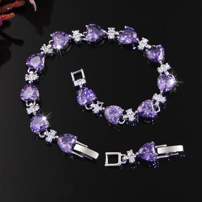Light Luxury Zircon Inlaid Heart Bracelet Jewelry Popular Heart Shaped Non Fading Fashionable Bracelet