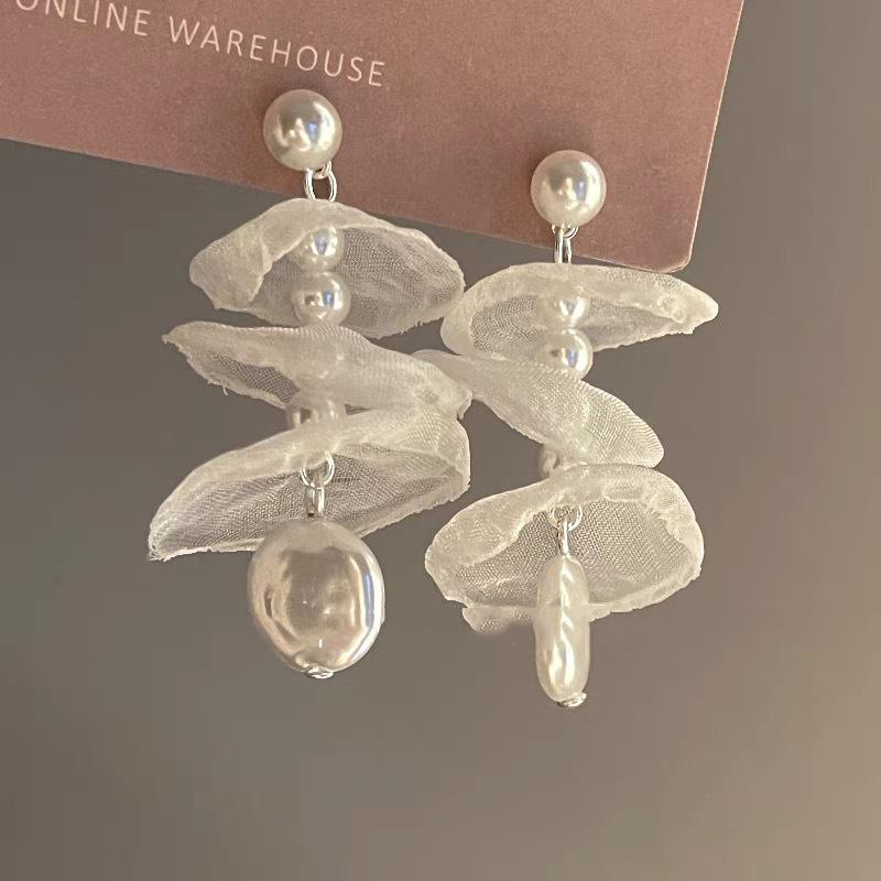Elegant Fine Crystal Snow Gauze Bowknot Earrings for Women Girl Romantic Temperament Dangle Earrings Wedding Jewelry Accessories