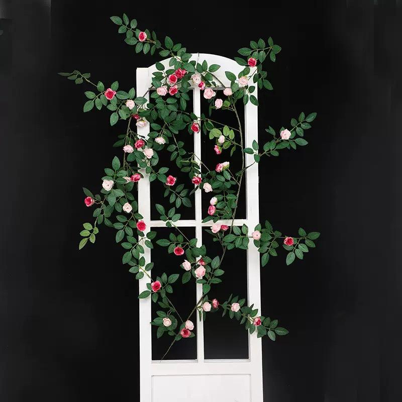 Rose Flower Vine Greenery for Air Conditioner Pipe Decoration and Wall Covering