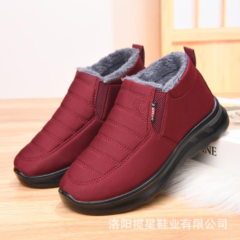 Couple new cotton boots women's boots middle-aged and elderly snow boots piled thickened warm boots short boots women