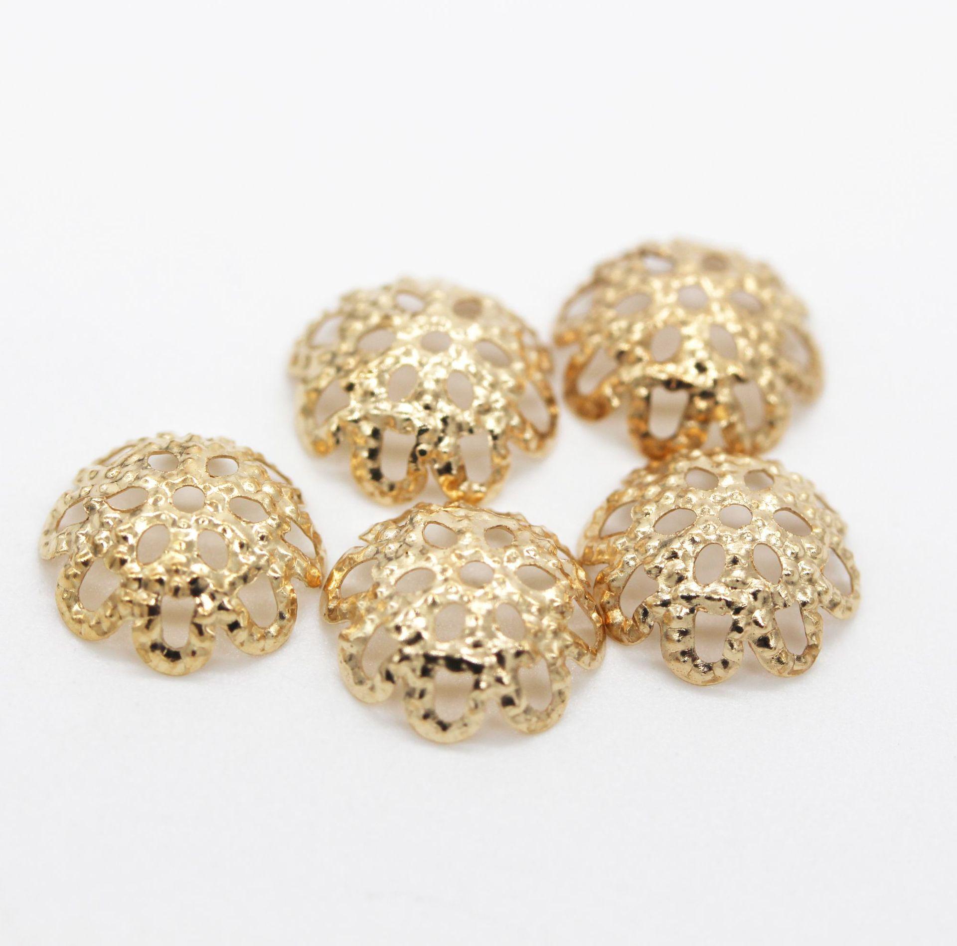 Double Layer Flower Bead Base - DIY Jewelry Spacer with Hollow Eight-Petal Design 12mm (Approx. 2000 pcs/pack)