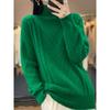 Autumn Winter New Loose Thickened Half High Neck Cable Knit Pullover Women's Sweater Slim Knitted Base Layer Top